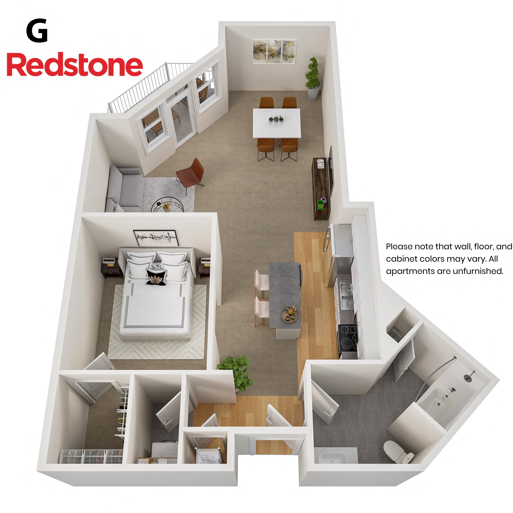 Floor plan for studio, 1 bath